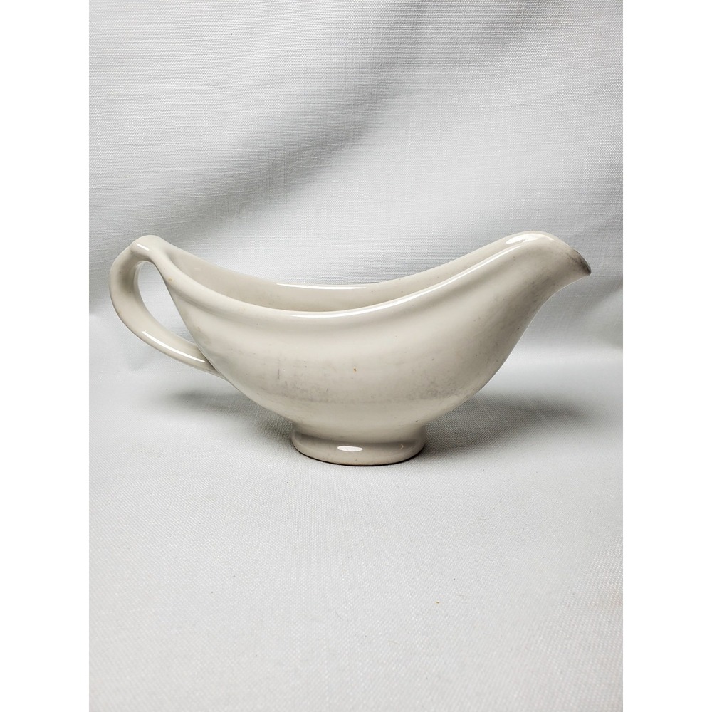 Vintage TEPCO USA China‎ Gravy Boat Restaurant Ware Ivory Diner Style 9.5"